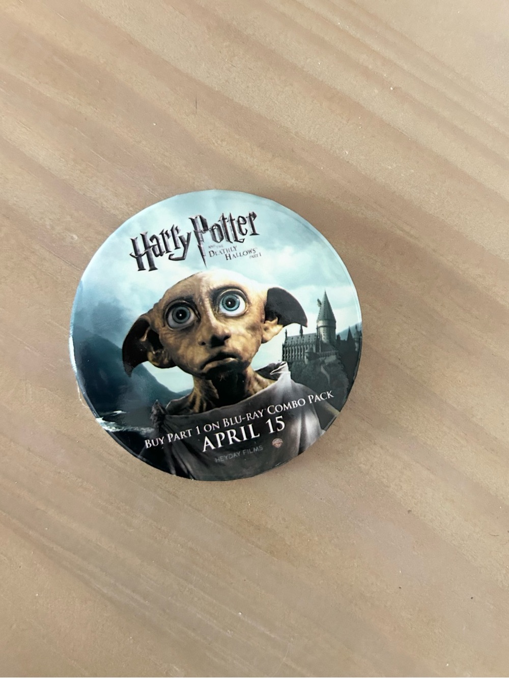 Harry Potter Deathly Hallows Part 1 Dobby Promo Pinback Button 2011 Collectible